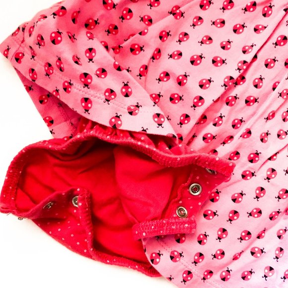 pink lady bug onesie w/skirt + built in bottoms - Picture 2 of 4